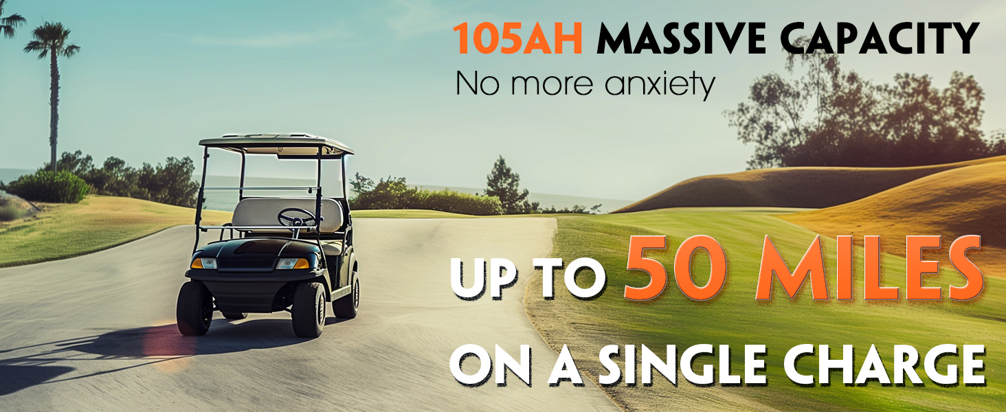 36V 105Ah golf cart battery enables 50 miles of range per charge